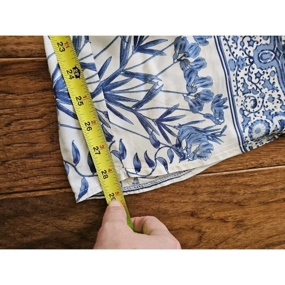 JAASE Wide Leg Pants Women’s Size L Long Side Slits Blue Floral Boho NWT Travel - Picture 6 of 11